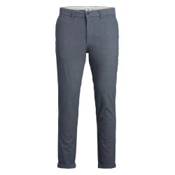 Pantalon chino Marco en coton mélangé bleu texturé avec une coupe slim