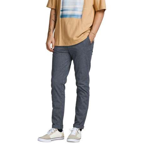 Pantalon chino Marco en coton mélangé bleu texturé avec une coupe slim - Image 3