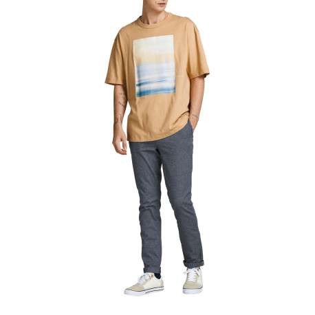 Pantalon chino Marco en coton mélangé bleu texturé avec une coupe slim - Image 4
