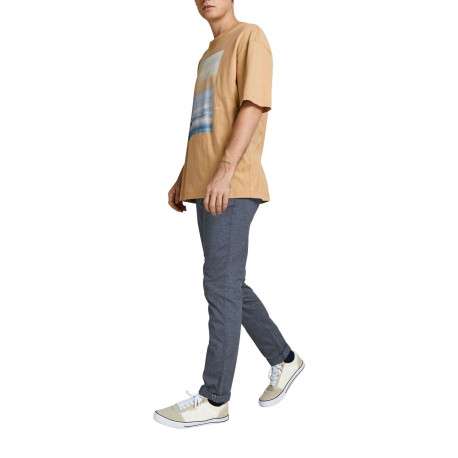 Pantalon chino Marco en coton mélangé bleu texturé avec une coupe slim - Image 6