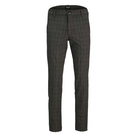 Pantalon chino Toile anthracite imprimé prince de galle avec une coupe slim