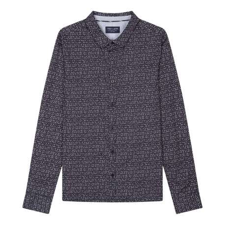 Chemise coupe slim en coton noir imprimé épingles à nourrices blanches
