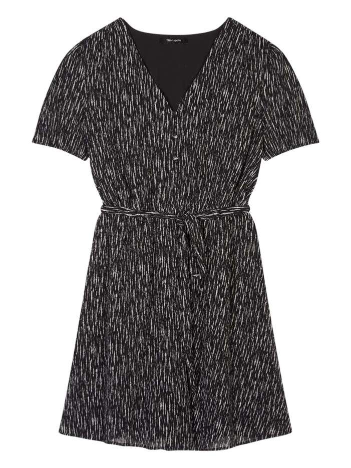 Robe courte noire imprimé...