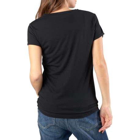 T-shirt manches courtes noir uni avec une coupe droite et un col V - Image 6
