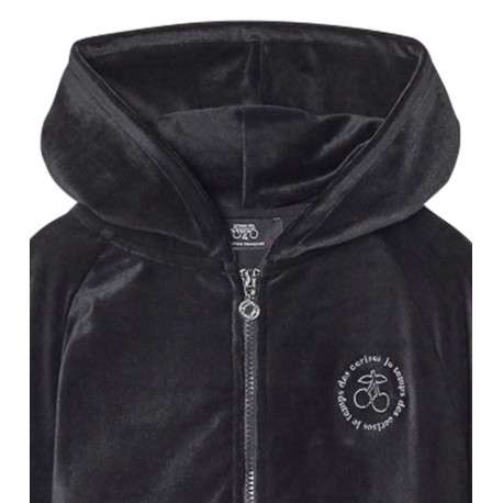 Sweat à capuche noir uni avec une coupe droite et une fermeture zippée - Image 2