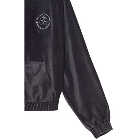 Sweat à capuche noir uni avec une coupe droite et une fermeture zippée - Image 3