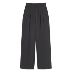 Pantalon noir uni avec une coupe droite et des passants pour la ceinture