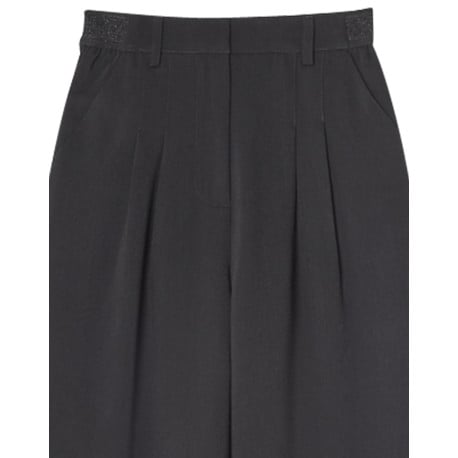 Pantalon noir uni avec une coupe droite et des passants pour la ceinture - Image 2