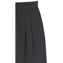 Pantalon noir uni avec une coupe droite et des passants pour la ceinture