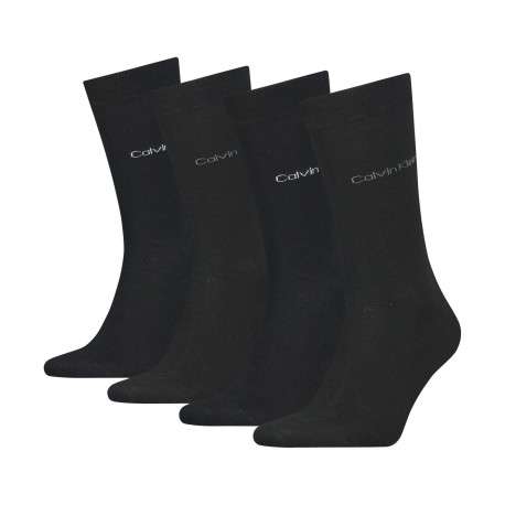 Lot de 4 paires de chaussettes hautes noires unies avec nom de la marque brodé