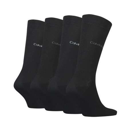 Lot de 4 paires de chaussettes hautes noires unies avec nom de la marque brodé - Image 2