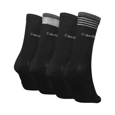 Lot de 4 paires de chaussettes hautes noires unies avec nom de la marque brodé - Image 2