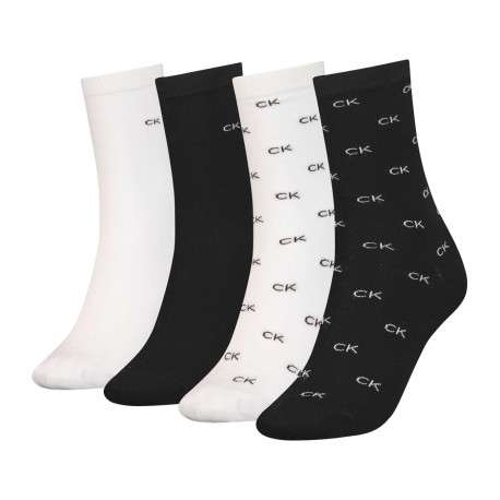 Lot de 4 paires de chaussettes hautes noires et blanches unies