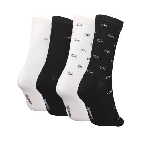 Lot de 4 paires de chaussettes hautes noires et blanches unies - Image 2