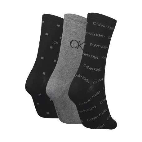Lot de 3 paires de chaussettes hautes noires avec monogramme imprimé - Image 2