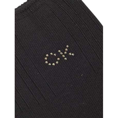Socquettes noires unie avec initiales de la marque collées en strass - Image 2