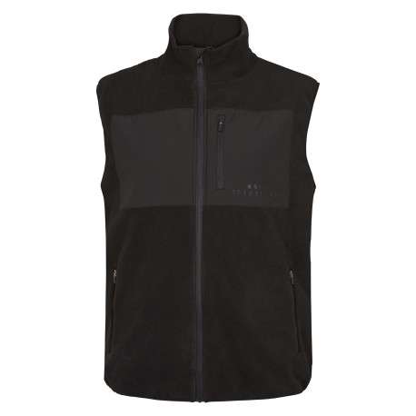 Cardigan sans manches noir polaire avec une coupe droite et un col montant
