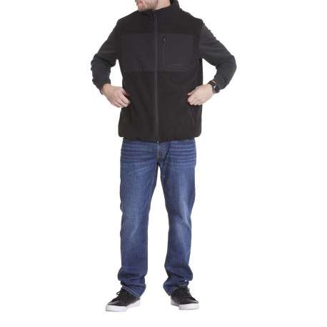 Cardigan sans manches noir polaire avec une coupe droite et un col montant - Image 3