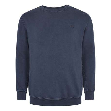 Sweat en coton marine uni avec une coupe droite et un col rond