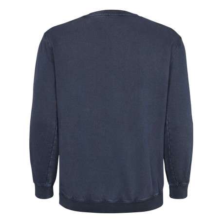 Sweat en coton marine uni avec une coupe droite et un col rond - Image 2