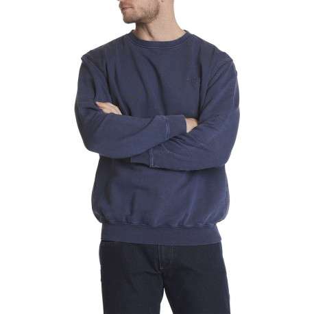 Sweat en coton marine uni avec une coupe droite et un col rond - Image 4