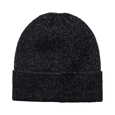 Bonnet marine chiné en maille jersey avec lurex argenté et bijou fleur cousu - Image 2