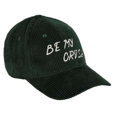 Casquette en coton mélangé sapin unie côtelée effet velour avec broderie blanche