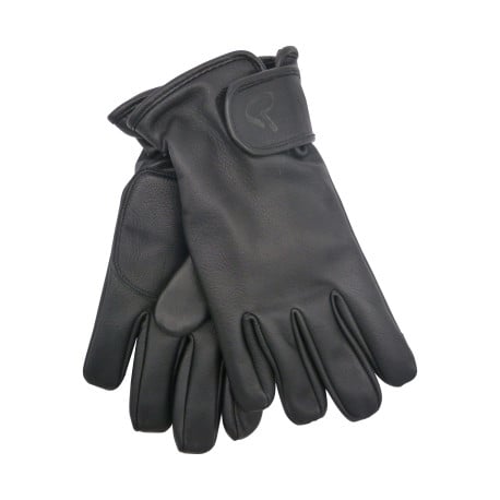 Gants noirs unis avec bandes auto-agrippantes logotypées aux poignets