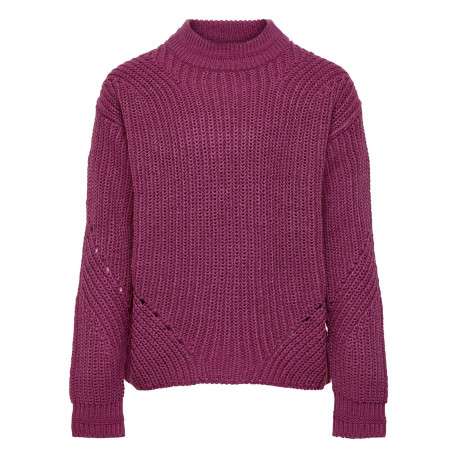 Pull violet uni à coupe droite col montant et à manches longues