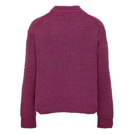 Pull violet uni à coupe droite col montant et à manches longues - Image 2