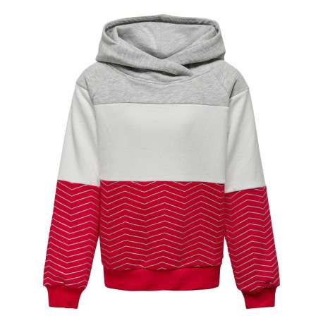 Sweat à capuche tricolore avec une coupe droite et à motifs chevrons