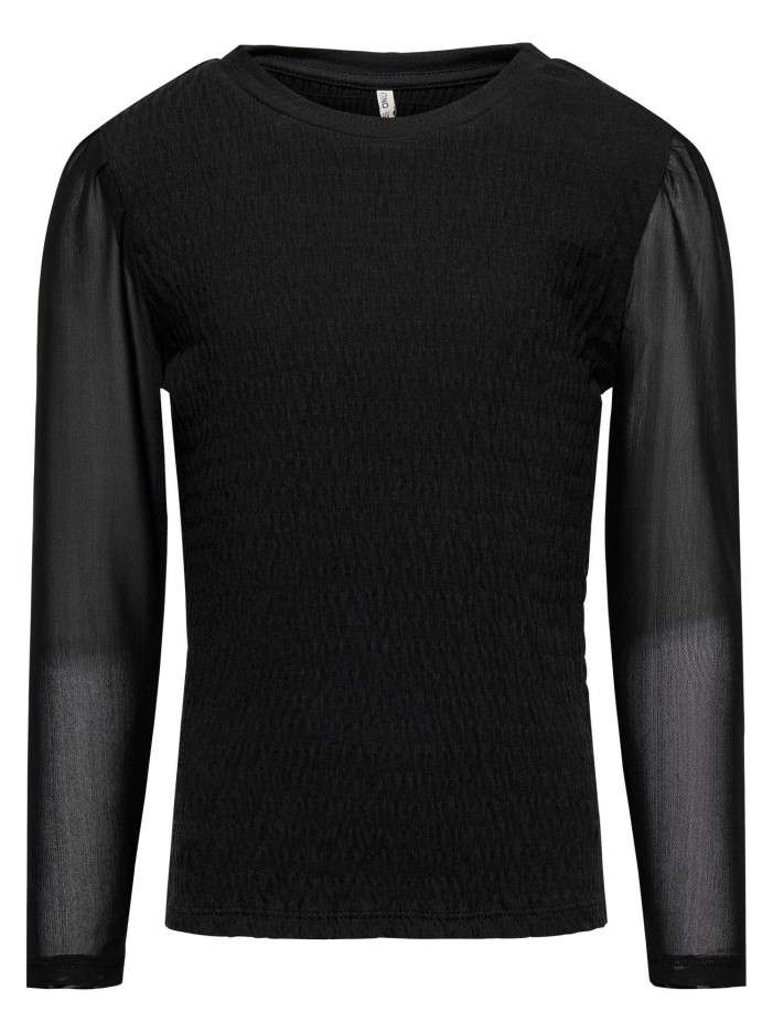 T-shirt noir bi-matière à...