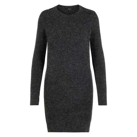 Robe courte noire chinée avec une coupe moulante et un col ras du cou
