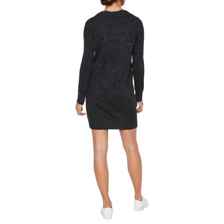Robe courte noire chinée avec une coupe moulante et un col ras du cou - Image 2
