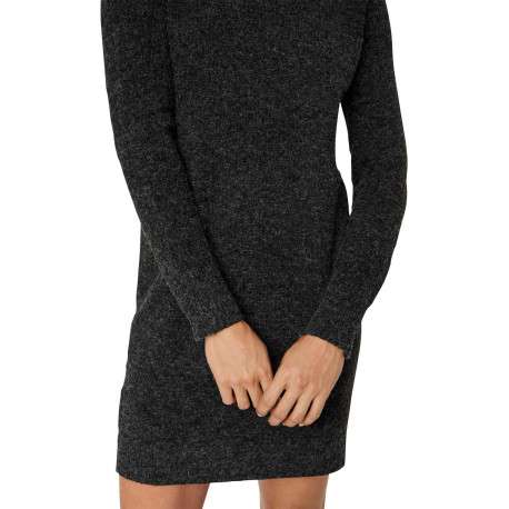 Robe courte noire chinée avec une coupe moulante et un col ras du cou - Image 3