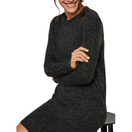 Robe courte noire chinée avec une coupe moulante et un col ras du cou - Image 4