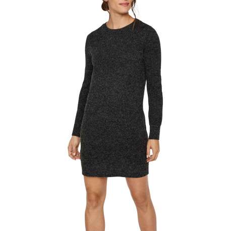 Robe courte noire chinée avec une coupe moulante et un col ras du cou - Image 5