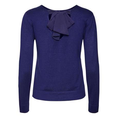 Pull violet uni avec une coupe droite un col rond et des manches longues - Image 2