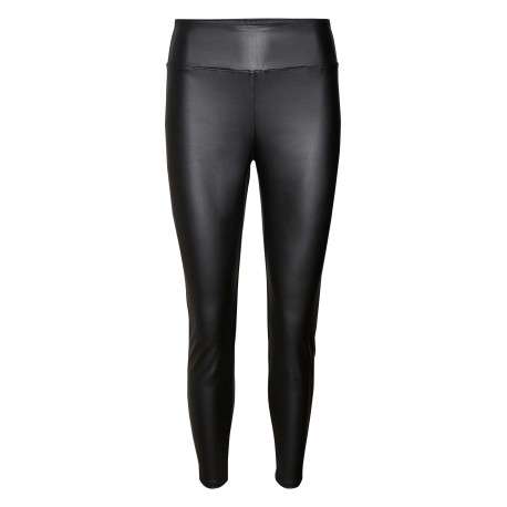 Legging noir en simili cuir avec une coupe skinny et une taille intermédiaire