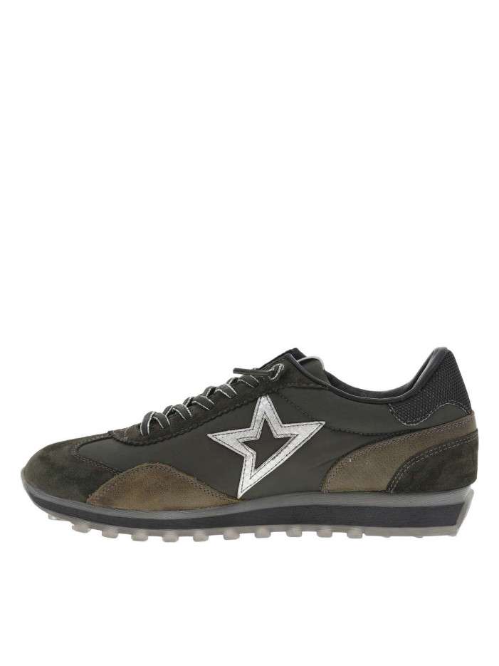 Baskets en cuir kaki avec...