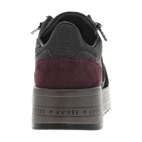 Baskets en cuir noir à semelle semi-compensée et à lacets élastiqués à lurex - Image 6