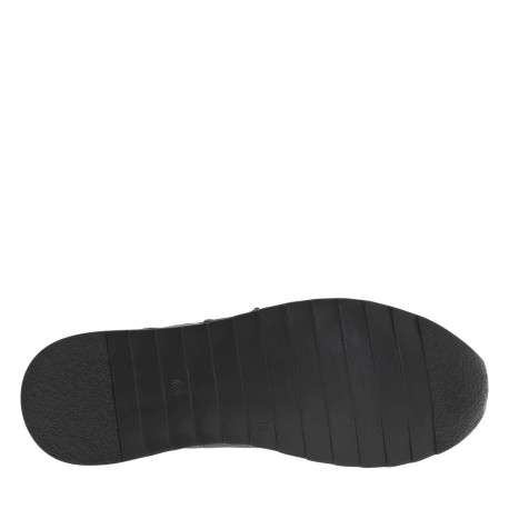Baskets en cuir noir à semelle semi-compensée et à lacets élastiqués à lurex - Image 5