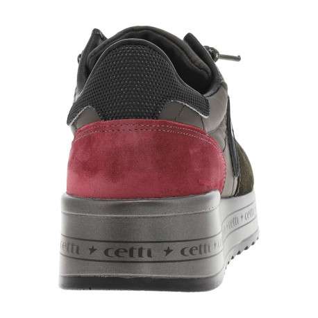 Baskets en cuir kaki à semelle semi-compensée et à lacets élastiqués à lurex - Image 9