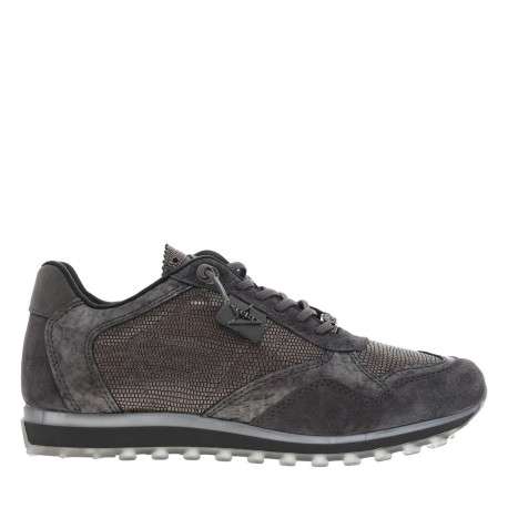 Baskets running en cuir anthracite avec patchs à aspect de serpent - Image 2