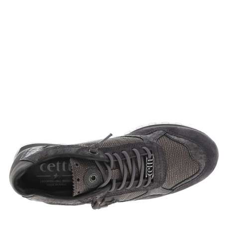 Baskets running en cuir anthracite avec patchs à aspect de serpent - Image 4