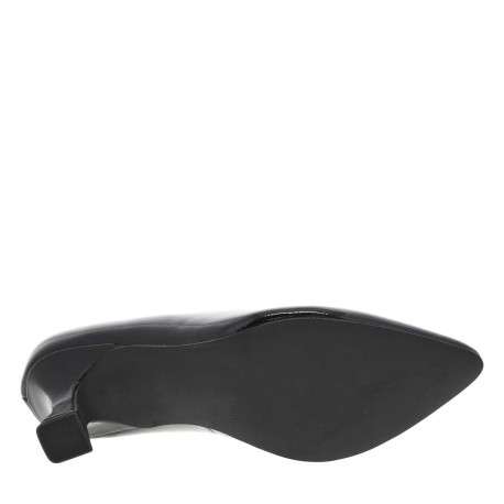 Escarpins noirs vernis à talon décroché moyen et bonbout antidérapant - Image 5