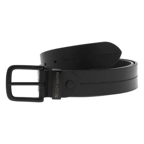 Ceinture en cuir de buffle noire unie avec une boucle métallique