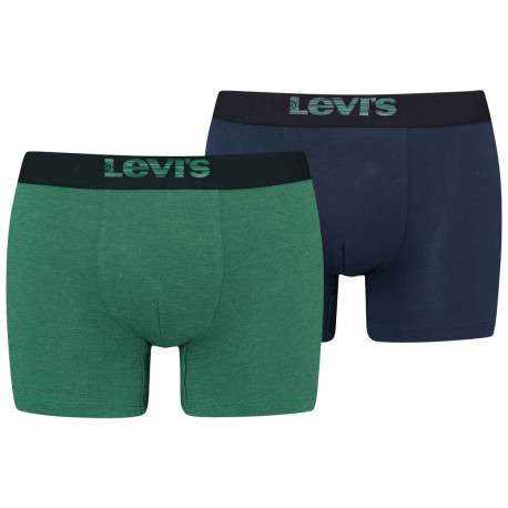 Lot de 2 boxers fermés classiques en coton stretch bleu marine et vert