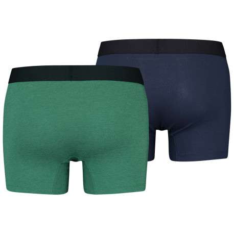Lot de 2 boxers fermés classiques en coton stretch bleu marine et vert - Image 2