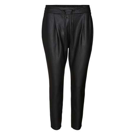 Pantalon en simili cuir noir uni avec une coupe droite